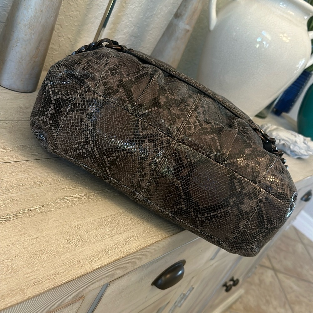 Coach Madison Python Tote Grey Black Snake print embossed - Picture 13 of 16